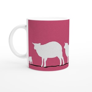 Adorable Pink Sheep Mug - 11oz Ceramic Coffee Tea Cup - Perfect Farmer Gift