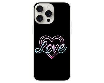 iPhone Flexi Case: Pastel Pink Love Heart | Black Background | Stylish & Durable Protection