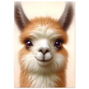 Cute Llama Poster | Premium Matte Paper Wall Art | Adorable Alpaca Print for Home Decor