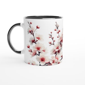 桜マグカップ - 11オンス セラミックマグ - 花 花柄 春 コーヒー ティーカップ