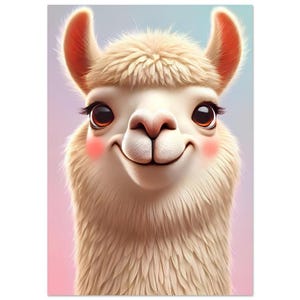 Cute Llama Poster | Premium Matte Paper Wall Art | Adorable Alpaca Print for Home Decor
