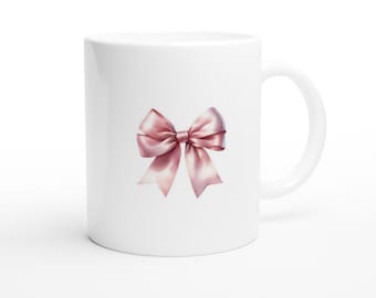 Charming Pink Bow Ceramic Mug - Perfect for Coffee and Tea Lovers - Dishwasher & Microwave Safe