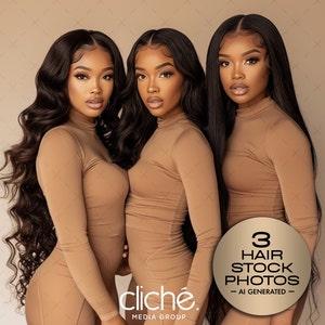 3 Women Hair Website Stock Photos, Hair Website Models, Black Woman Stock Photos, Stock Photos for Hair Business, Hair Model Images