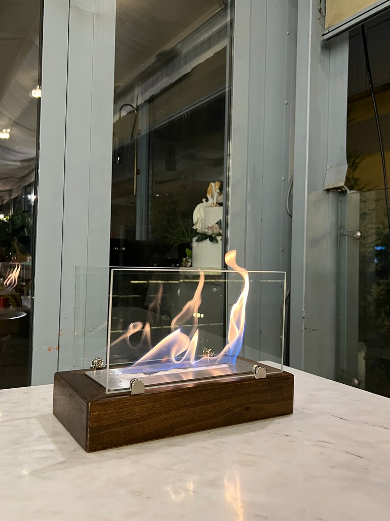 Modern Tabletop Fire Pit Handcrafted Smokless Rustic Living Room Decor