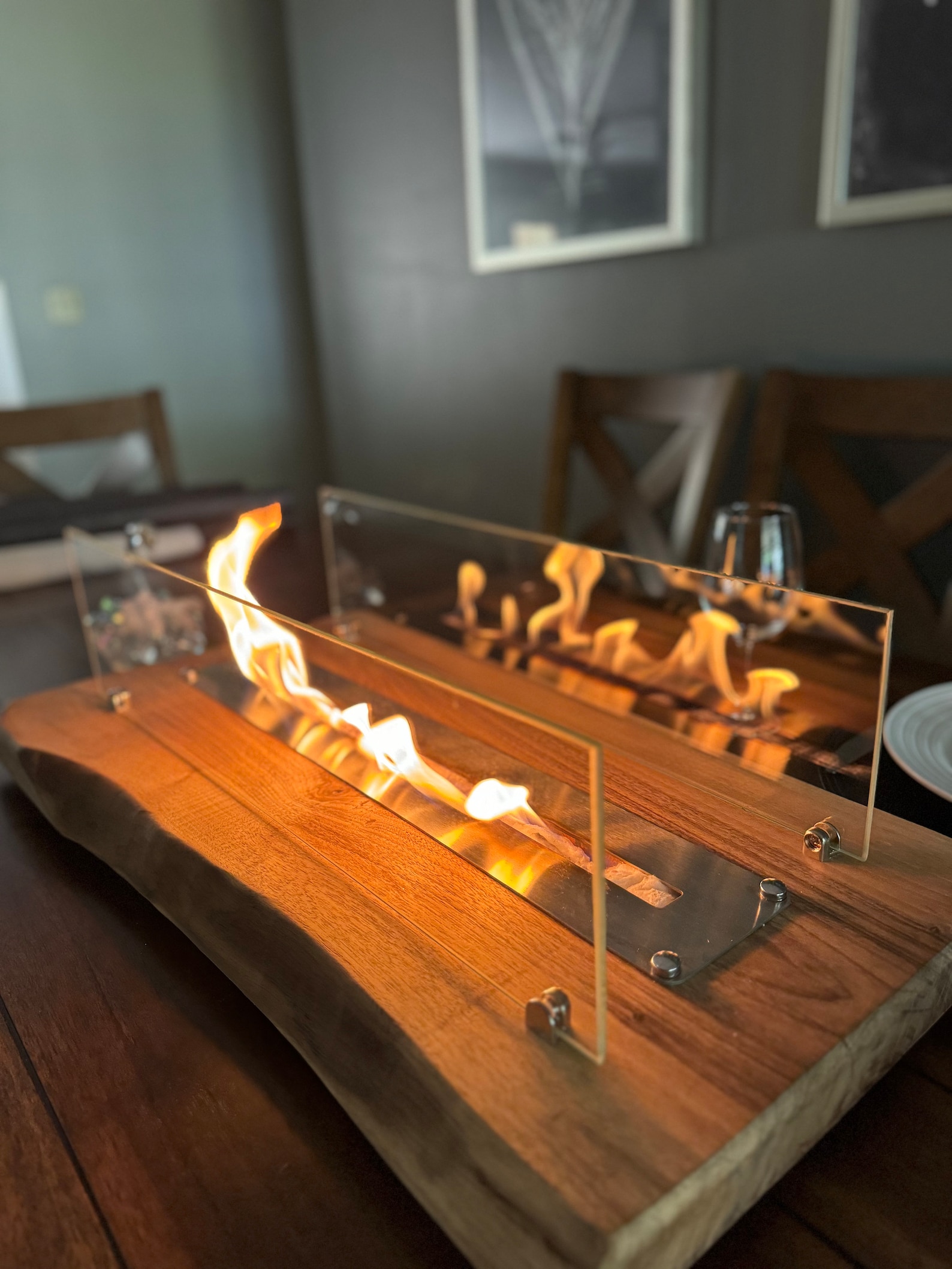 Table Top Fireplace Walnut Mega Large Handmade Table Top Fire Pit Bio