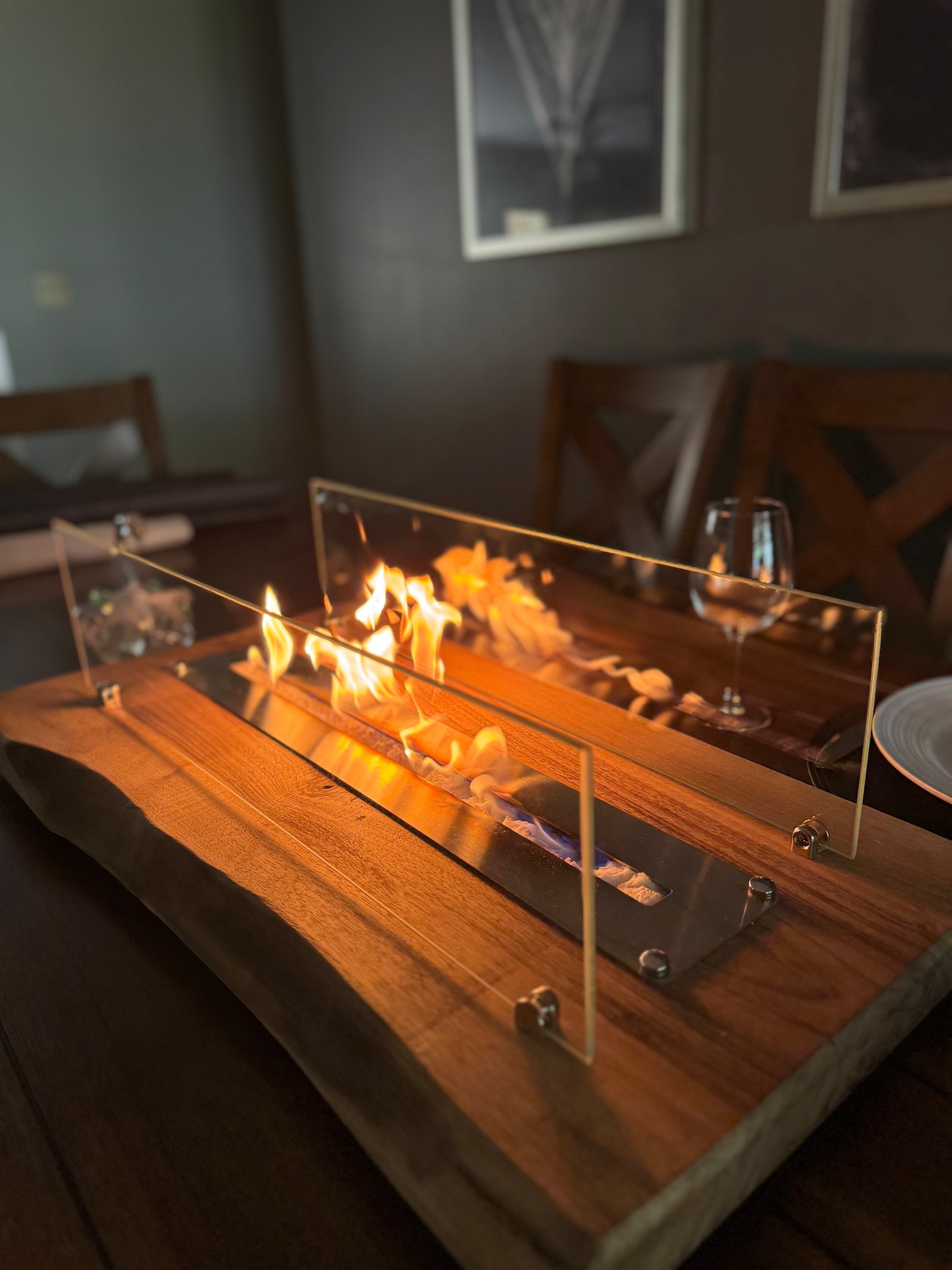 Table Top Fireplace Walnut Mega Large Handmade Table Top Fire Pit Bio