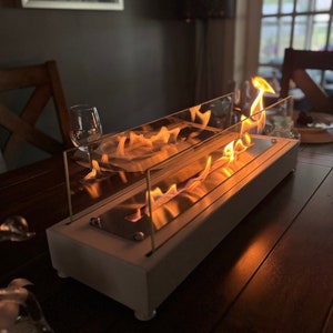 Table Top Fireplace, White Mega Large Handmade Table Top Fire Pit, Bio Ethanol Fireplace, Metal Fireplace, Fireplace, ChristmasGift