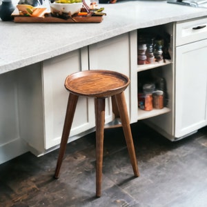 Handmade - Hand Carved Stool, Walnut Stool - Chair for Living Room - Handmade Furniture - Kitchen Chair - Bar Stool - New Home Gift Idea