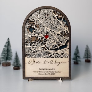 Custom Coordinates Map Plaque, First Date Keepsake, Engagement Gift for Him