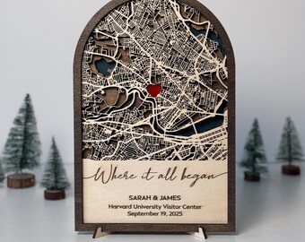 Where It All Began – Personalized 3D Wooden Map Gift for Couples