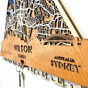 Sydney Harz Schlüsselhalter Familiengeschenk Holz Dekorative Schlüsselbund Für Haus Gift.Wall Art Personalisierte Hauseinweihung, 5. Jahrestag Geschenk