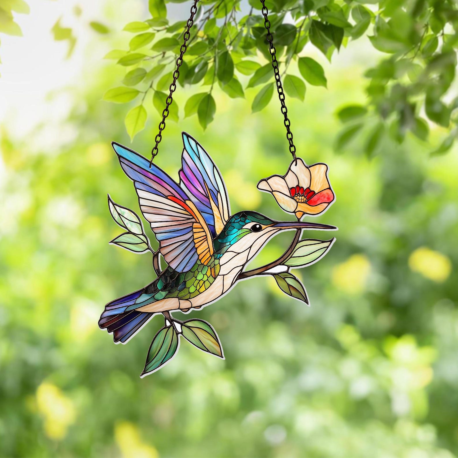 Stained Glass Style Acrylic Hummingbird Suncatcher, Window Hanging - Etsy