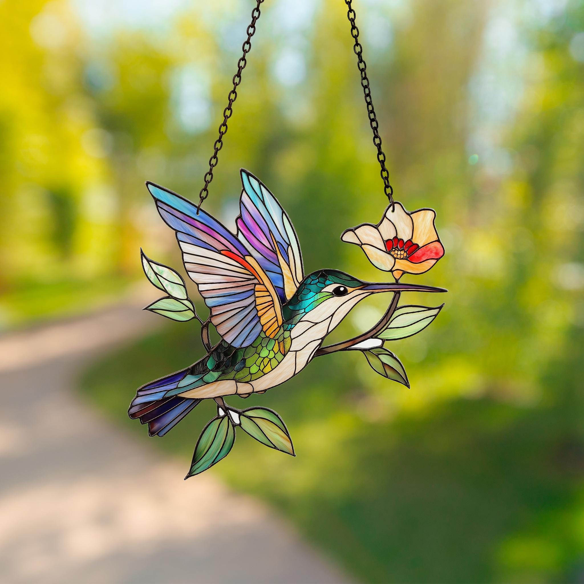 Stained Glass Style Acrylic Hummingbird Suncatcher, Window Hanging - Etsy