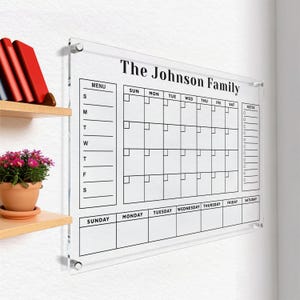 Personalized Acrylic Calendar For Wall, Personalized Family Name Planner, 2024 Wall Calendar for Kitchen and Office