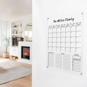 Personalized Acrylic Calendar For Wall, Personalized Family Name Planner, 2024 Wall Calendar for Kitchen and Office