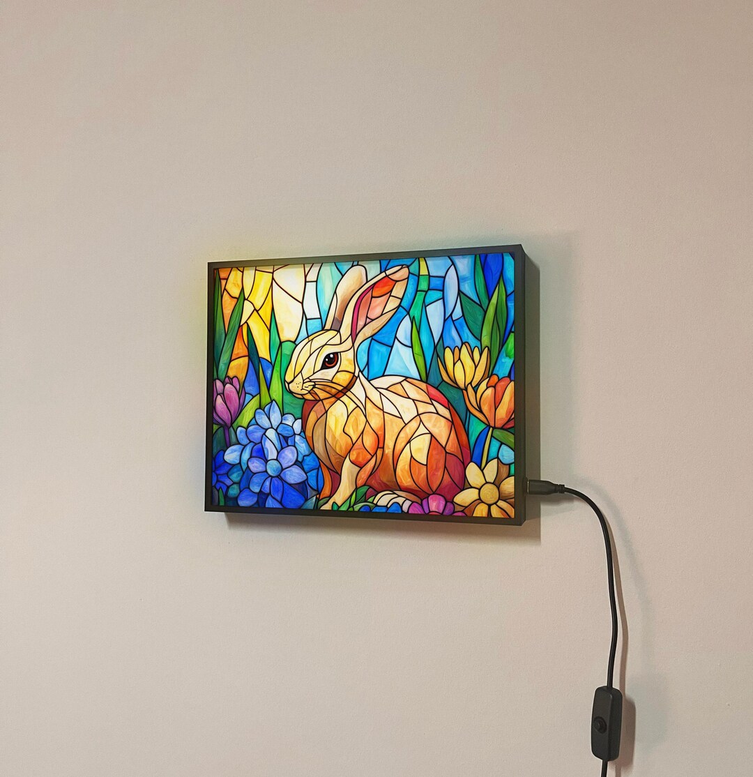 Rabbit LED Wall Light – Stained Glass Style Frame With Backlit Art ...