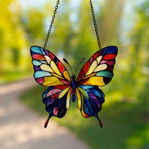 Stained Glass Style Acrylic Butterfly Sun Catcher, Acrylic Window Hangings, Butterfly Lover Gift, Housewarming Gifts, Butterfly Decor