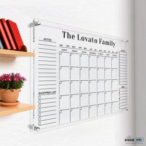 Personalized Acrylic Calendar For Wall, Personalized Family Name Planner, 2024 Wall Calendar for Kitchen and Office