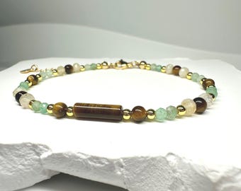 Good Luck Crystal Bracelet – Tiger Eye, Green Aventurine and  Citrine | Faceted Gemstone Bracelet, Dainty Healing Jewelry, Gift for Her,