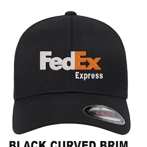 May include: Four baseball caps, two black and two navy blue, with a white "FedEx Express" logo in the center. The caps have either a curved or flat brim.