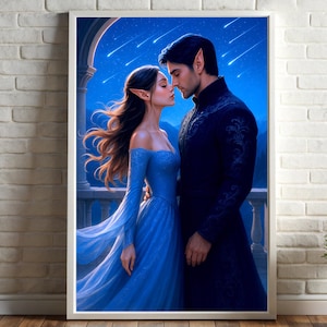 Acotar art print, Acotar Feyre and Rhysand, Velaris print poster, Acotar download, Acotar prints, Acomaf starfall printable wall art