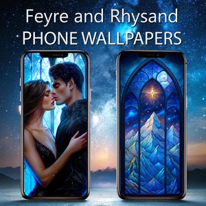 Acotar Wallpaper, Acotar Glasmalerei-Handy-Tapete, Berge Ramiel, Digitaler Download, Ios und Android Tapeten, Rhysand und Feyre