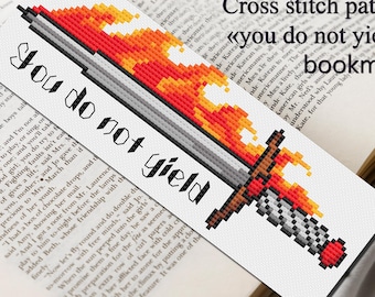 Throne of Glass bookmark cross stitch pattern, Aelin fireheart bookmark, Fire  sword cross stitch, SJM cross stitch, You do not yield