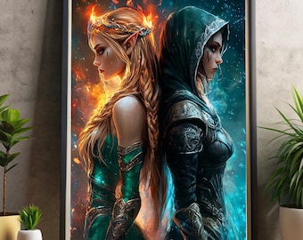Throne of glass poster, SJM wall art, Printable poster, SJM posters, Throne of glass fan art with Aelin Galathynius, Sarah J Maas universe