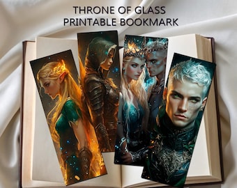 Druckbares Lesezeichen Throne of Glass, Aelin Galathynius und Rowan Whitethorn, Digitaler Download, Sarah J Maas, Buchzubehör, Lesezeichen png