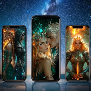 Throne of Glass Phone Wallpaper, Digitaler Download, ios und android Wallpaper, Aelin Galathynius und Rowan Whitethorn, Sarah J Maas
