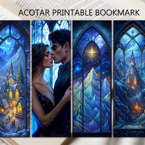Acotar bookmark stained glass, Acotar bookmarks printables, Velaris acotar, Night court Acotar, Sarah J Maas, Digital download