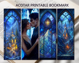 Acotar bookmark stained glass, Acotar bookmarks printables, Velaris acotar, Night court Acotar, Sarah J Maas, Digital download