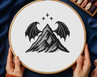 Acotar cross stitch, Ramiel Mountain, Acotar embroidered, Velaris embroidery file, Cross stitch pattern, Fantasy cross stitch PDF