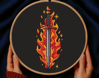 Throne of Glass cross stitch pattern, Fire  sword cross stitch, SJM cross stitch, Fantasy cross stitch, TOG cross stitch PDF