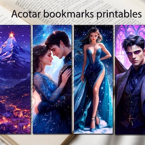 Acotar bookmarks printables, SJM bookmark, Acotar bookmark set, Acotar themed gifts, Feyre Rhysand art, Acotar book mark printable