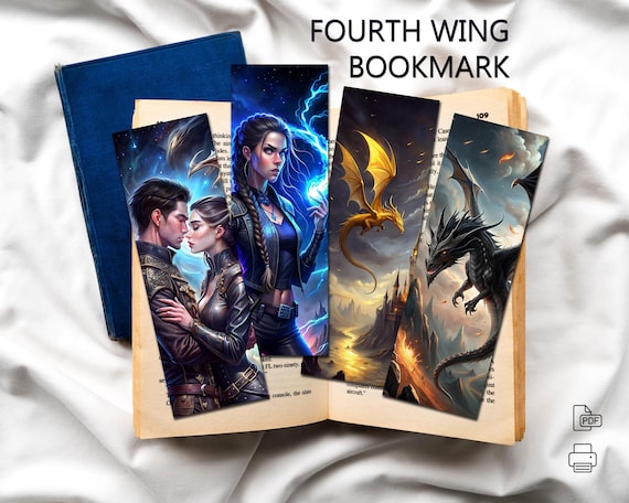 Fourth Wing bookmark, Printable bookmark, Book lover gift, Digital download, Violet and Xaden, Fourth Wing art, Rebecca Yaros, Iron Flame