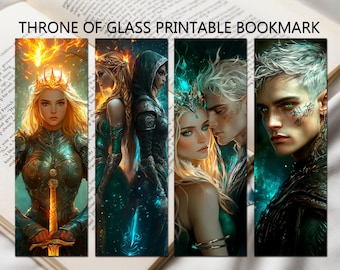 Throne of Glass bookmarks, Printable bookmark, Aelin Galathynius and Rowan Whitethorn, Digital download, Sarah J Maas