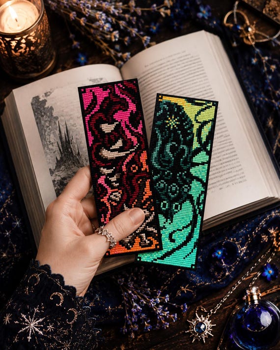 Acotar Cross Stitch Bookmark Bundle, Fan art inspired by the Acotar Book Cover: A Court of Splintered Harmony, A Court of Forgotten Melody