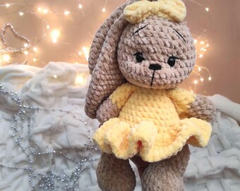 Crochet Bunny Toy, Baby Girl Gift, Newborn Gift, Baby Shower Gift, Soft Plush Bunny, Handmade Amigurumi Toy, First Toy Baby Rabbit long ears