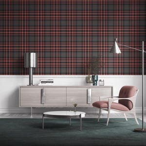 Dark Moody Plaid Wallpaper, Preppy Peel & Stick Tartan in Forest Green ...
