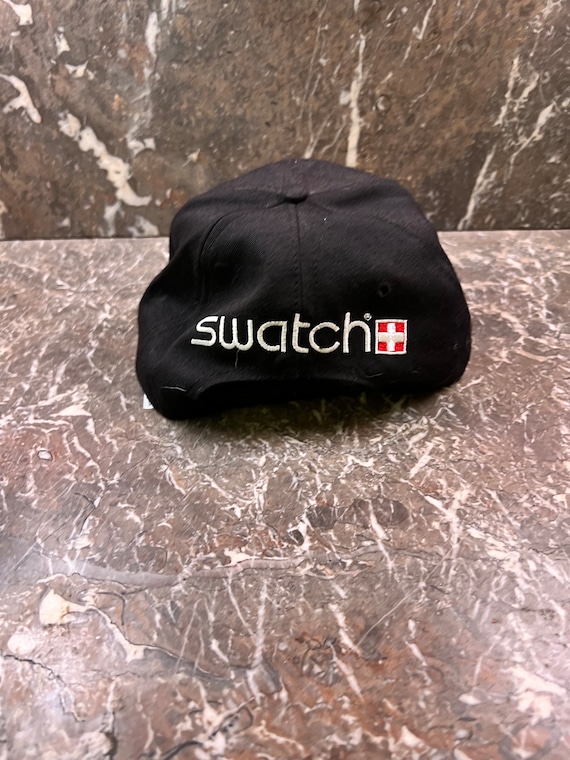 1990s swatch snapback one size fits all black hat… - image 2