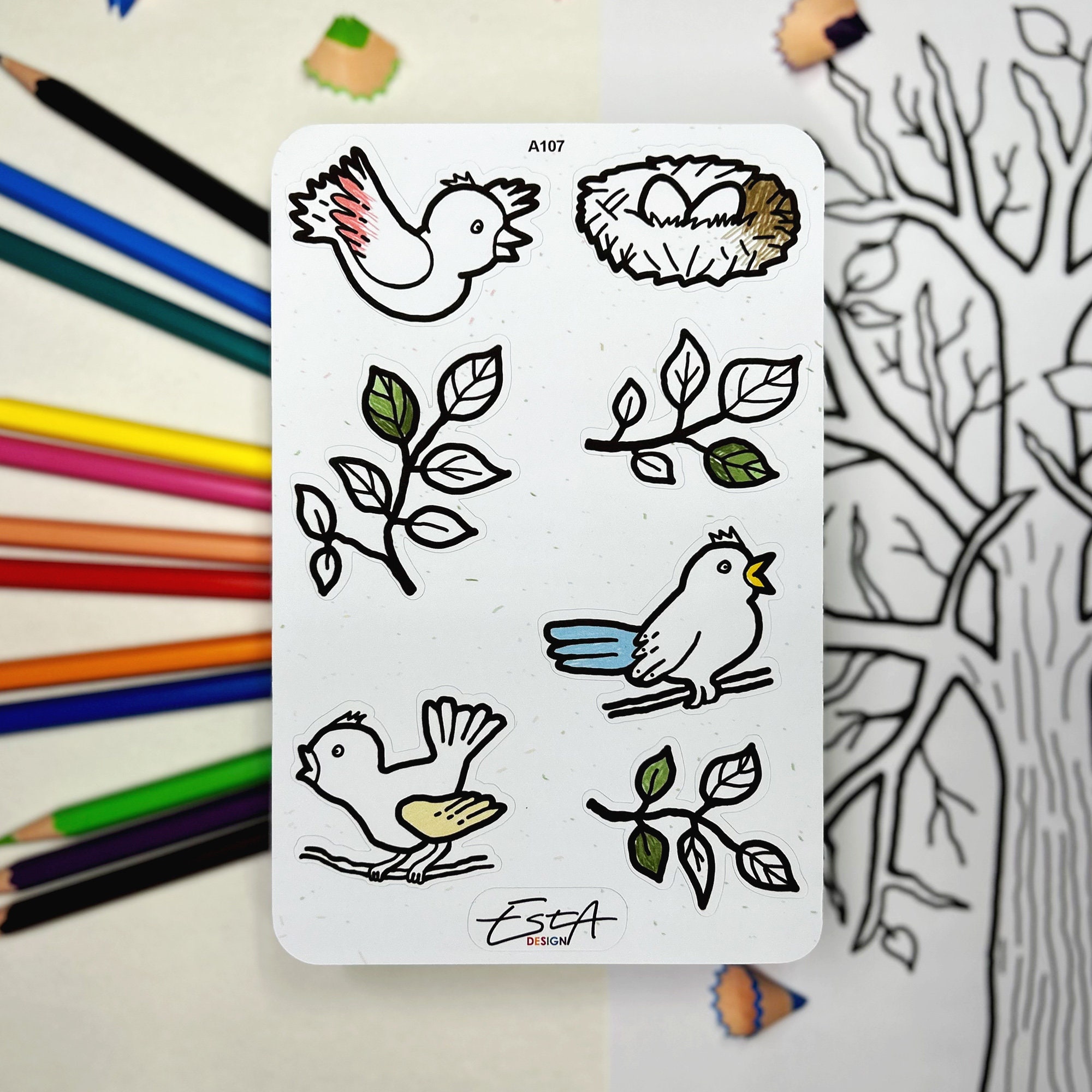 First Coloring Sticker Coloring Sticker Sheet & FREE Printable Coloring Page for Kids, Nature ...