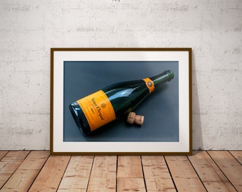 Veuve Clicquot Champagne photography, photo art wall decor, printable wall art, modern poster DIY print, digital download