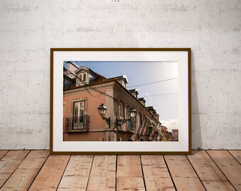 Cozy old city architecture photo art wall decor, printable wall art, buildings in Portugal, poster DIY print, photography digital download