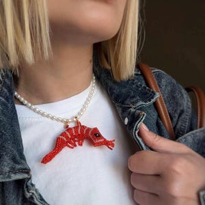 Pearl Choker: 18K Gold-Plated Necklace with Czech Bead Shrimp Pendant