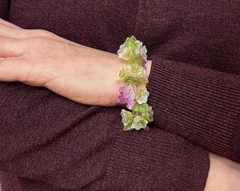 Bohemian Floral Bracelet: Czech Venetian Glass, 18K Gold Plated