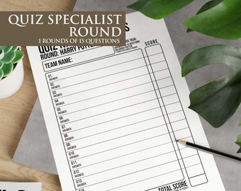 Print & Play Quiz Night Games -  Specialist Round  - Famous Wizards - Questions and Answers, Fun, Family, Games Night, Film, Download