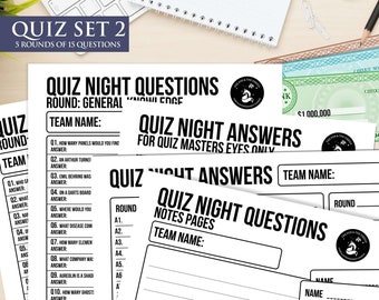 Print & Play Quiz Night Games -  Quiz SET2 -  Questions and Answers, Fun, Family, Games Night, General Knowledge, Music, TV, Film, Download