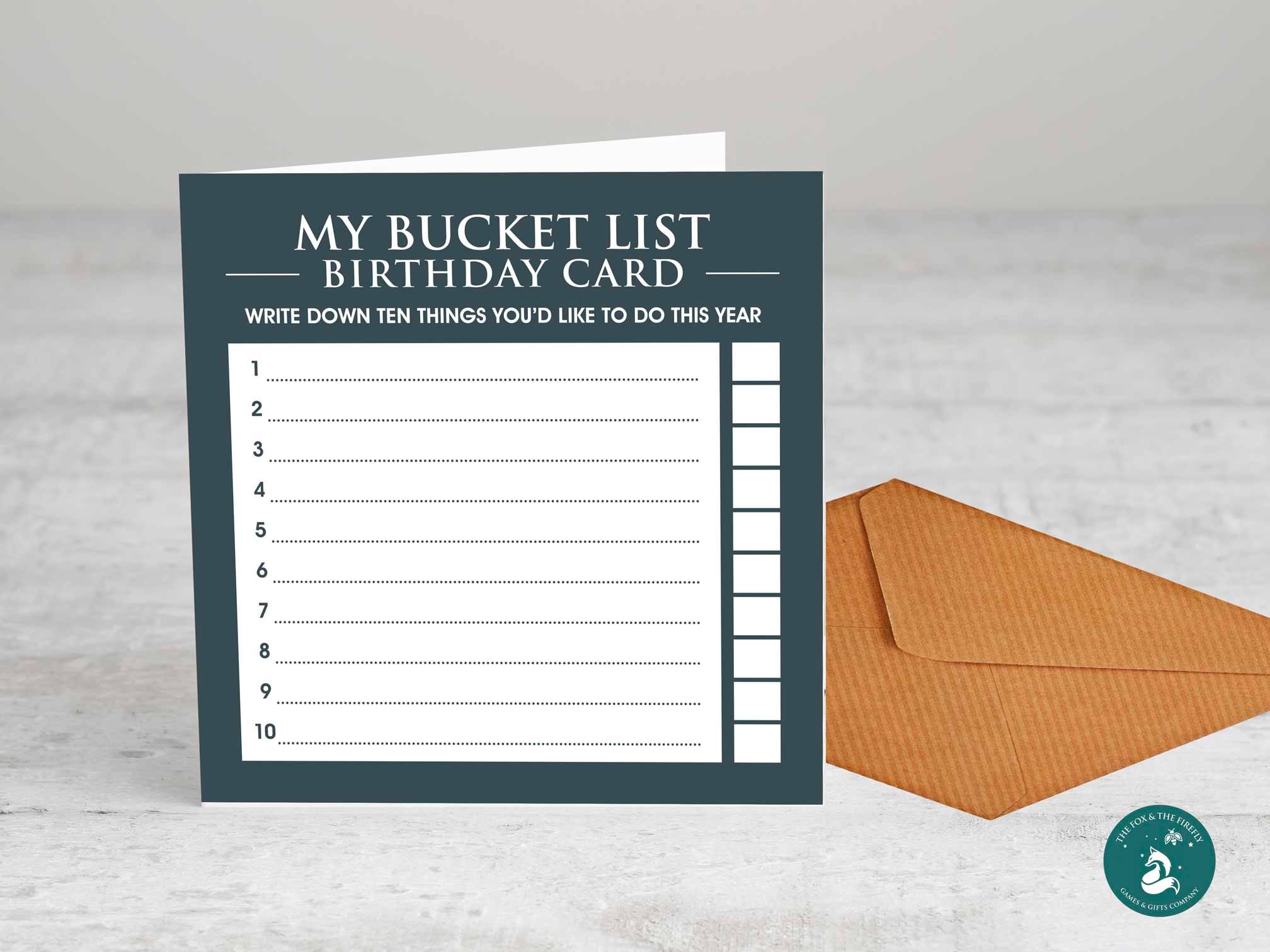 Bucket List - Greetings Card, - Birthday Card, Fun Card, Leaving, Anniversary, Gift card, Funny Cards, Things to do, Adventure, Challenge