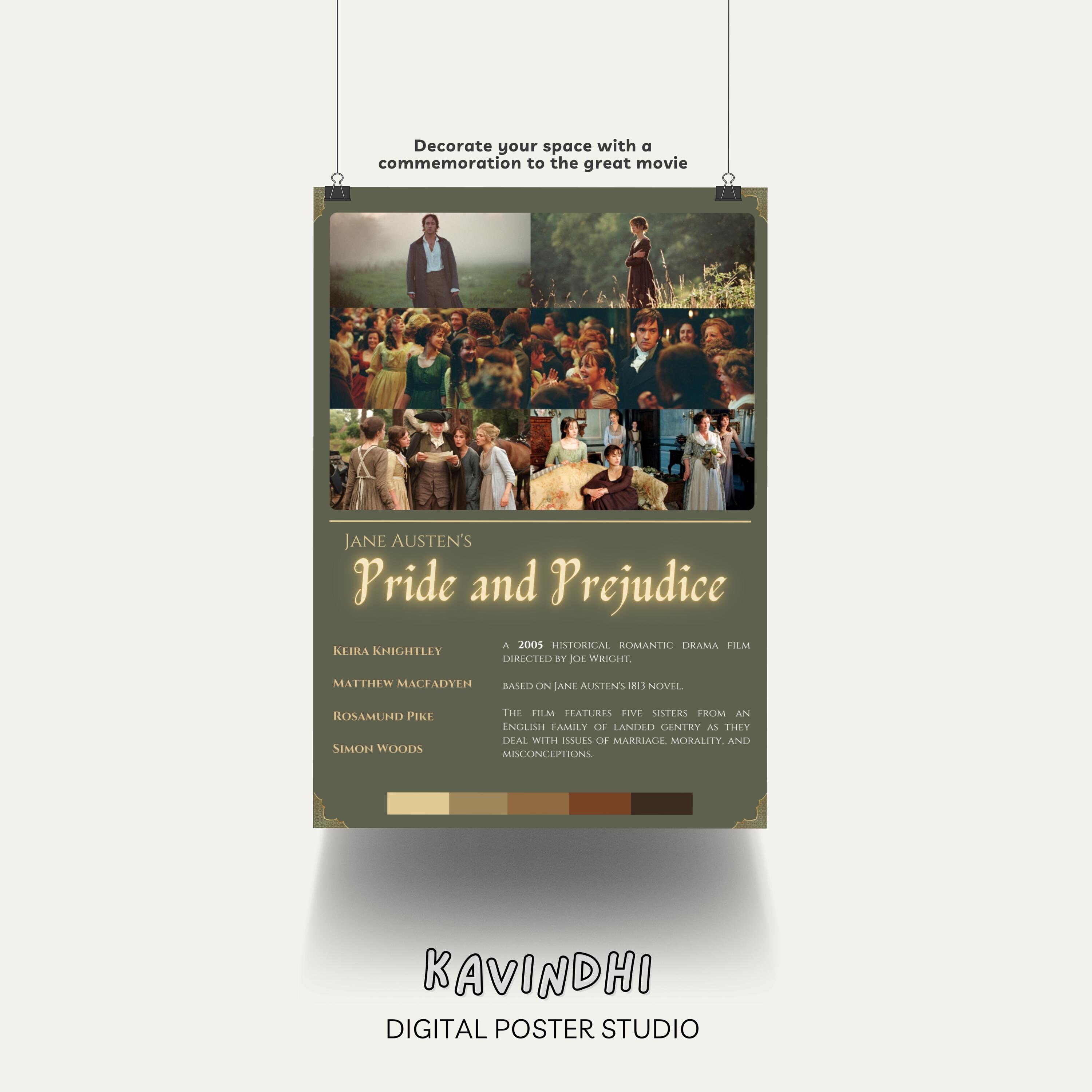 Pride and Prejudice Movie Poster Jane Austen Digital Print